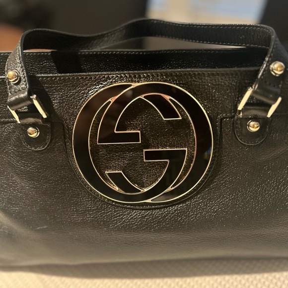 Gucci Handbags - Gucci Black Leather Tote Bag
